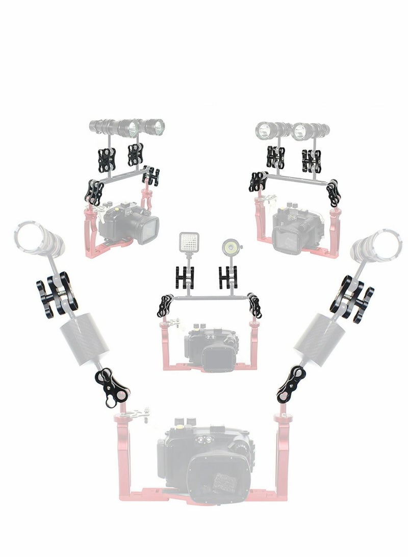 Excefore 4pcs 1'' Ball Clamp Mount, Aluminum Standard Long Clip Adapter Bracket Holder for Action Sports Camera Underwater Housing Diving Light Arm Connected Accessories - Image 4