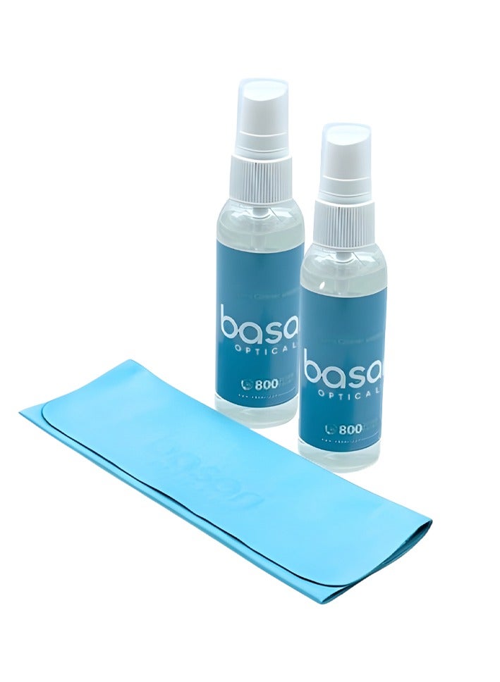 Basari Cleaning Spray for Eyeglasses Combo Pack 60ml + Microfiber Cloth(Pack of 2) - Image 1