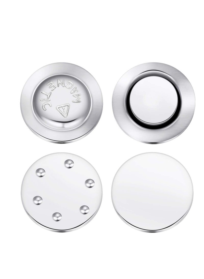 Captaintech 50 Pcs Round Magnetic Name Badge Holders with Adhesive Sides for ID Tags and Labels Silver - Image 2