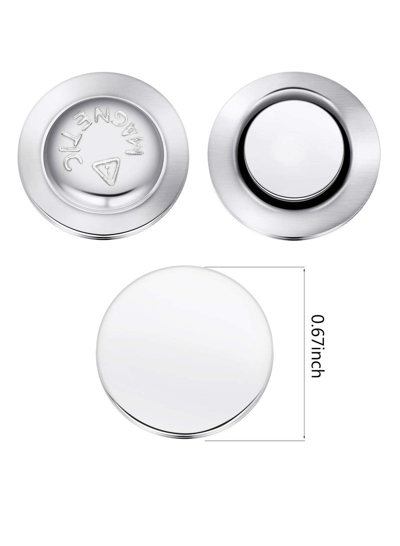 Captaintech 50 Pcs Round Magnetic Name Badge Holders with Adhesive Sides for ID Tags and Labels Silver - Image 3