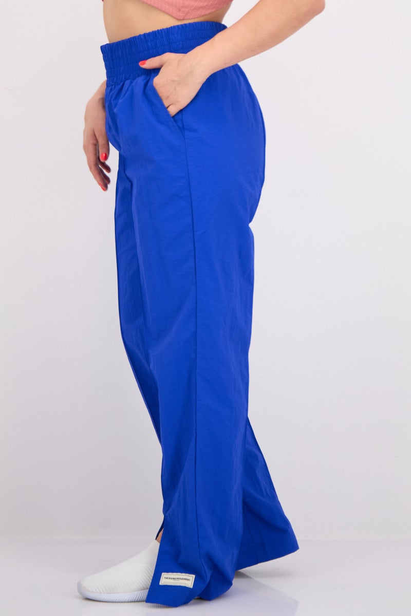 The Giving Movement Women Regular Fit Plain Split Leg Pants, Blue - Image 3