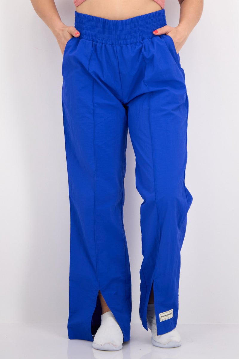 The Giving Movement Women Regular Fit Plain Split Leg Pants, Blue - Image 1