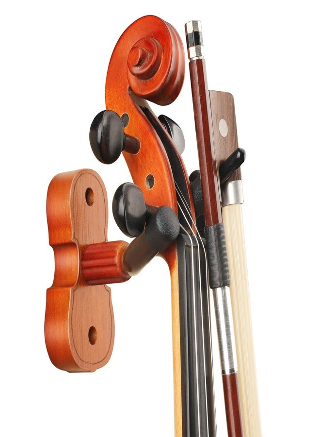 PUNK Violin Viola Wall Mount Hanger,Violin Viola Hook,Mahogany Violin Holder,with Bow Hook,Home & Studio Wall Mount Violin Hangers (Mahogany) - Image 1