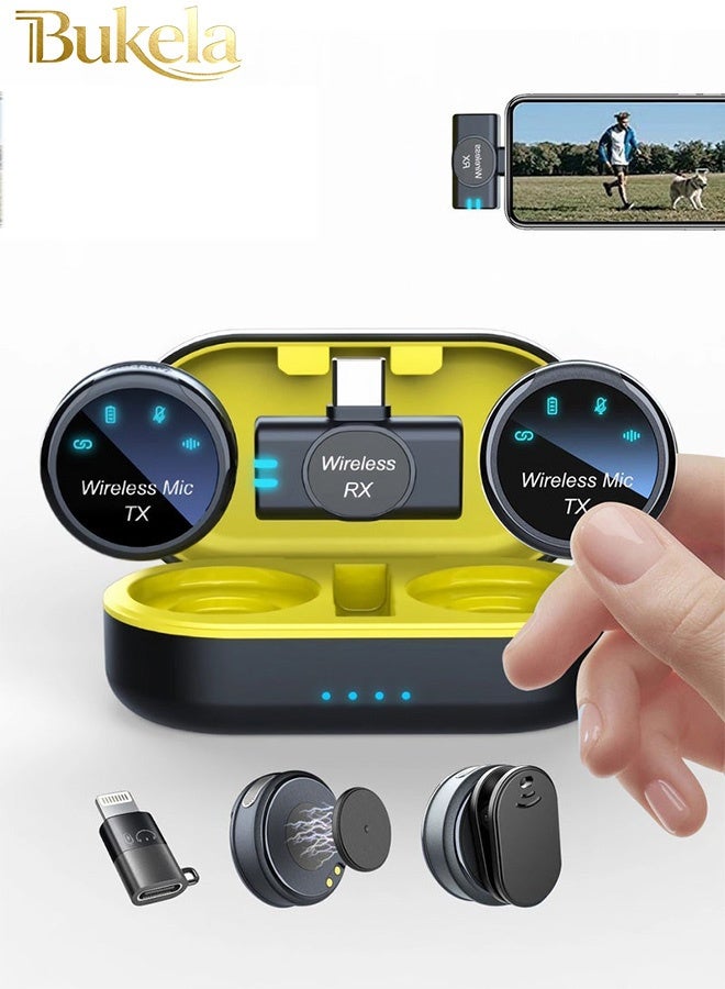 كيلا ميكروفون لافاليير مغناطيسي لأجهزة iPhone/Android، يزن 8 جرام فقط، ميكروفون صغير مع وظيفة تقليل الضوضاء، مع Lightning/USB C (2 TX+1 RX+حافظة شحن) بطارية 18 ساعة مناسب لتسجيل الفيديو والمقابلات ومدونات الفيديو ويوتيوب - Image 1