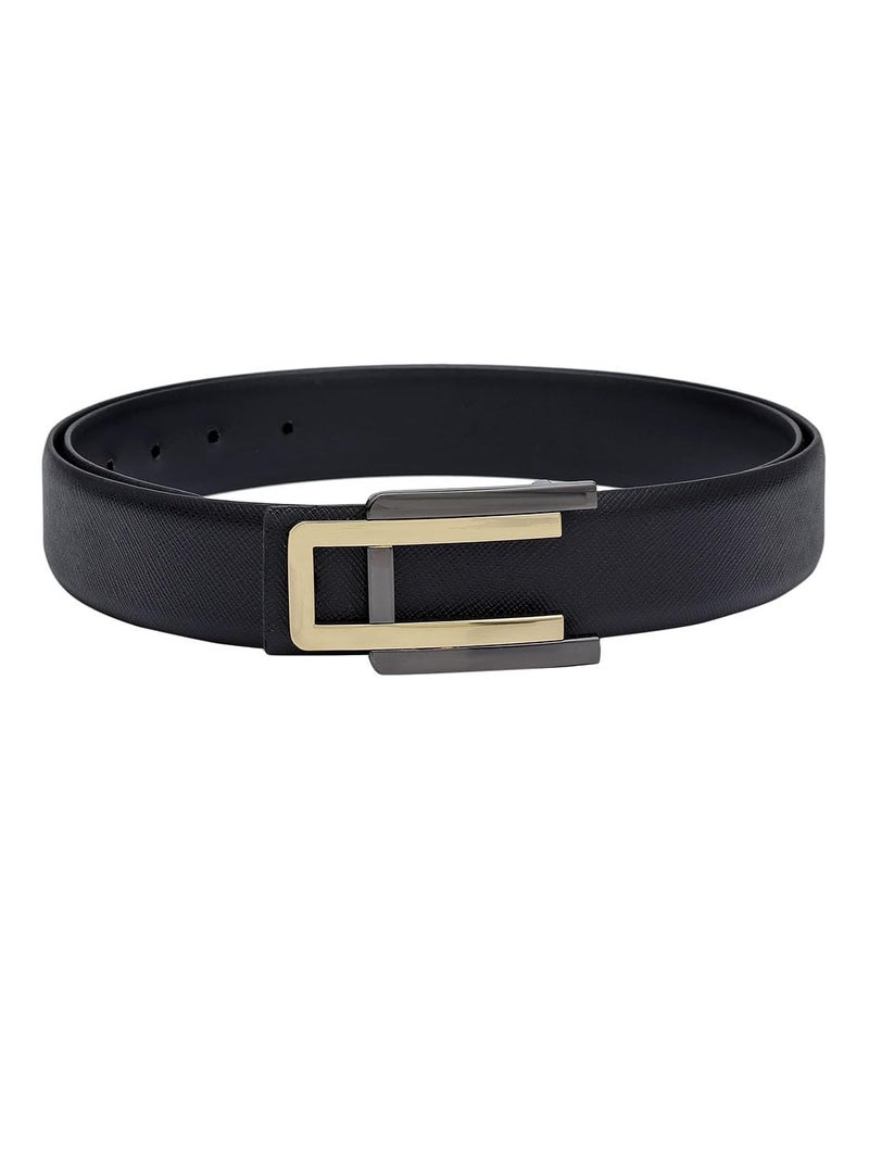 Da Milano Press Pin Leather Belt for Men - Black (Size- 95 cm) - Image 2