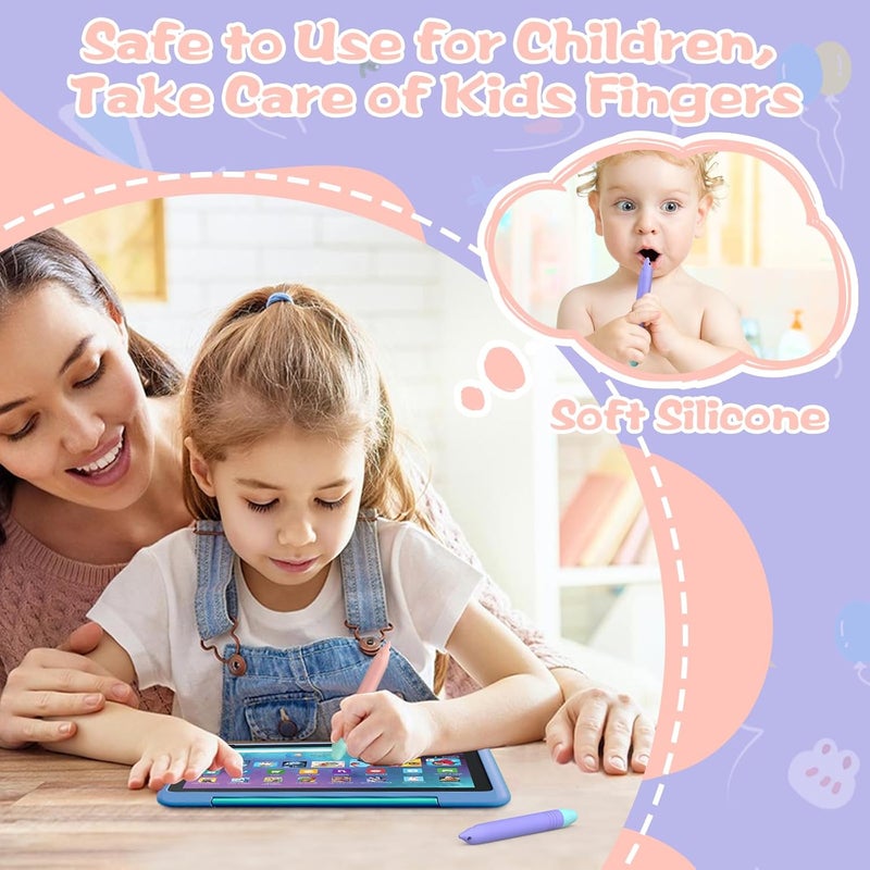 MEKO Stylus Pens for Kids, 2 Pack Kid-Friendly Tablet Pen with Tethers Work for Amazon Fire Tablet, iPad, iPhone, Android Tablets, All Touchscreen Devices (Pink+Purple) - Image 4