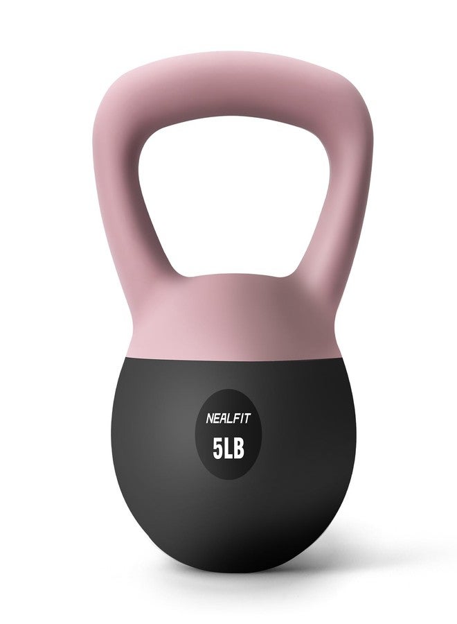 NEALFIT Soft Kettlebell 5LB/10LB/15LB/20LB/25LB, Kettlebells for Home Gym Strength Training, Anti-Slip Fitness Weights for Men Women (5LB Pink-Graphite Black) - Image 1
