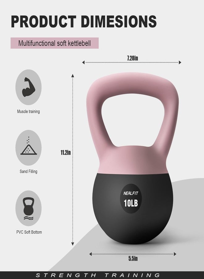 NEALFIT Soft Kettlebell 5LB/10LB/15LB/20LB/25LB, Kettlebells for Home Gym Strength Training, Anti-Slip Fitness Weights for Men Women (5LB Pink-Graphite Black) - Image 2