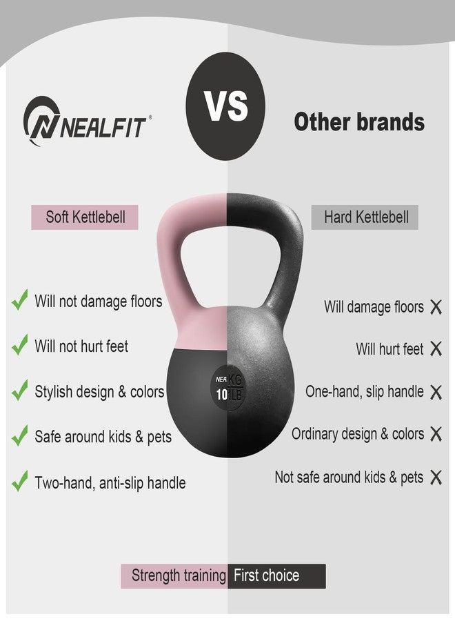 NEALFIT Soft Kettlebell 5LB/10LB/15LB/20LB/25LB, Kettlebells for Home Gym Strength Training, Anti-Slip Fitness Weights for Men Women (5LB Pink-Graphite Black) - Image 4