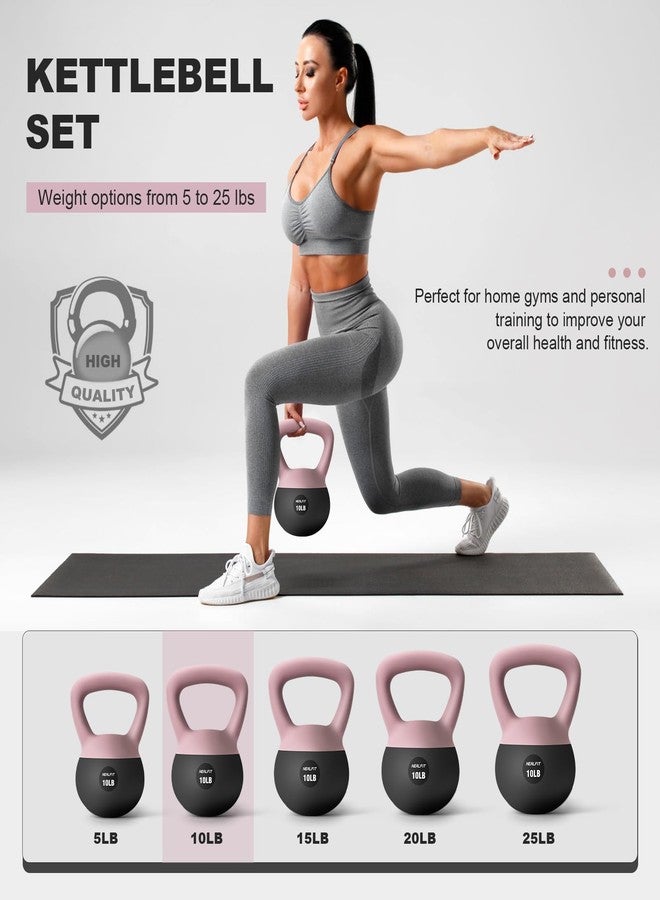 NEALFIT Soft Kettlebell 5LB/10LB/15LB/20LB/25LB, Kettlebells for Home Gym Strength Training, Anti-Slip Fitness Weights for Men Women (5LB Pink-Graphite Black) - Image 3