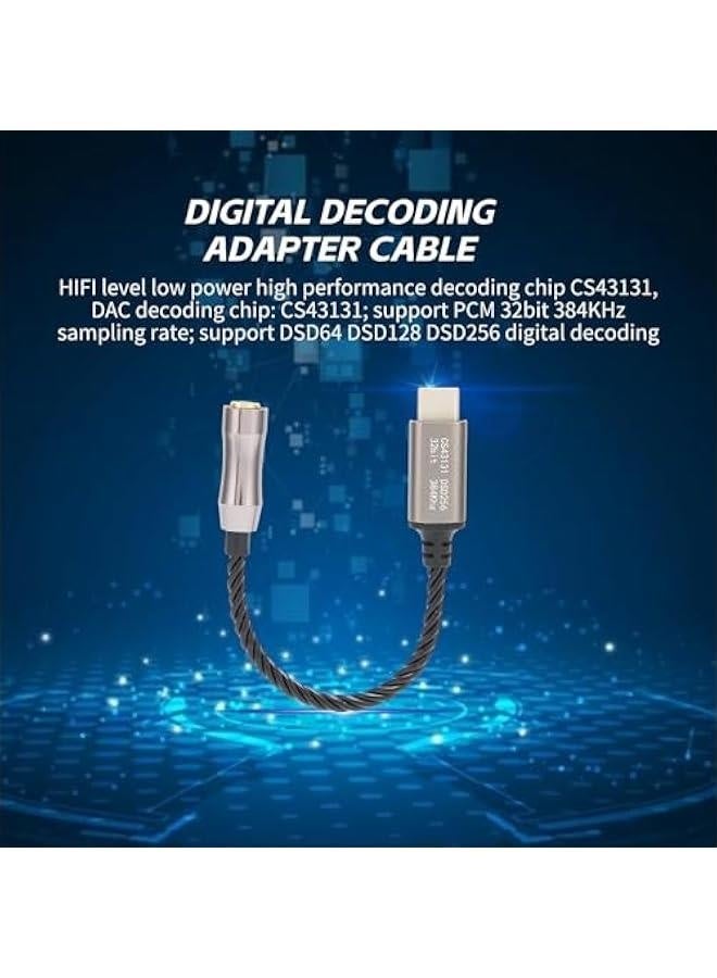 Type C to 3.5mm Headphone Amplifier Adapter, Cs43131 High Performance Chip, Can Be Connected to Your for Android Phone Via USB‑c. Connect Your Pc, Laptop Directly or Via a USB Adapter(Cool Grey) - Image 3