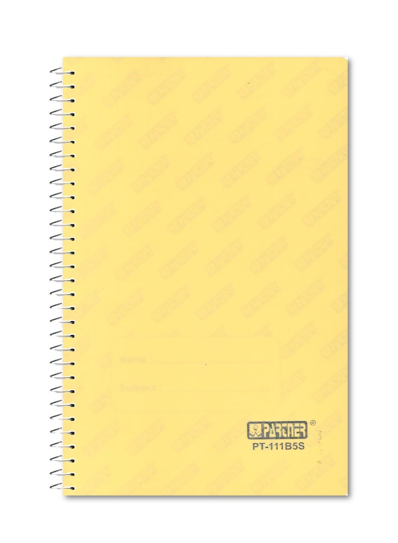 PARTNER 1-Piece B5 Size Spiral Binded Single Line Notebook With Plastic Cover Yellow - Image 1