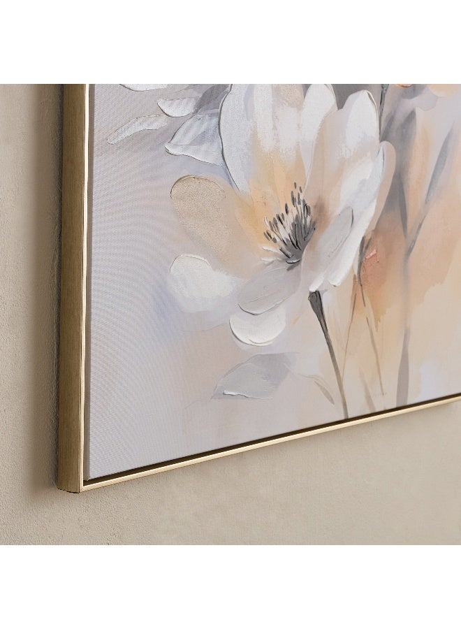 Home Box Vivid Stretcher Framed 60% Hand-Painted Three Flowers Canvas Art - 80x80 cm - Image 3