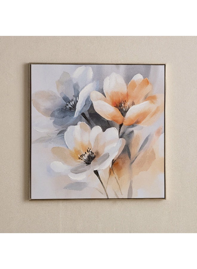 Home Box Vivid Stretcher Framed 60% Hand-Painted Three Flowers Canvas Art - 80x80 cm - Image 2
