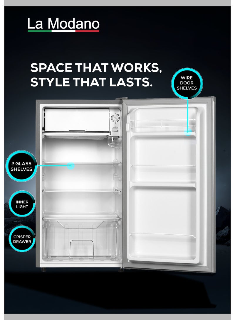 La Modano 150L Gross / 83L Net Single Door Refrigerator, Manual Temperature Control, R600a Refrigerant, LED Light, 2 Glass Shelves + 1 Drawer, Inside Condenser, Recessed Handle - LMR150D (1 Year Warranty) - Image 3