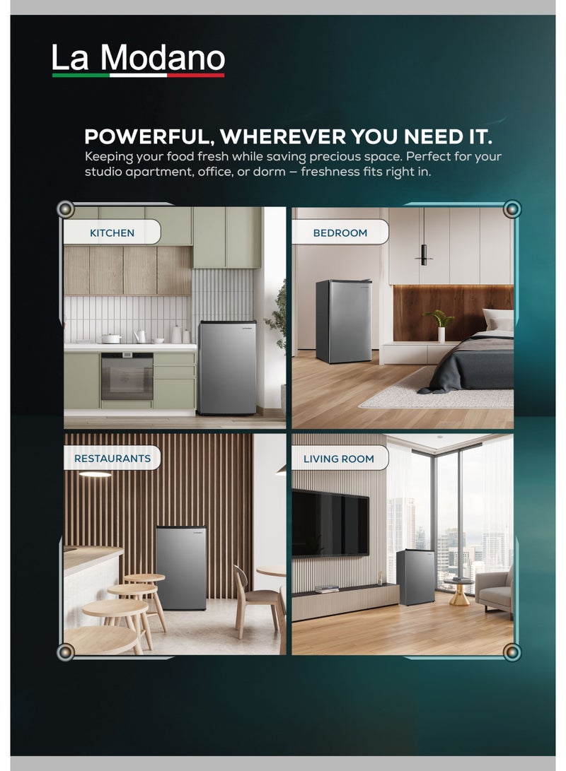 La Modano 150L Gross / 83L Net Single Door Refrigerator, Manual Temperature Control, R600a Refrigerant, LED Light, 2 Glass Shelves + 1 Drawer, Inside Condenser, Recessed Handle - LMR150D (1 Year Warranty) - Image 5