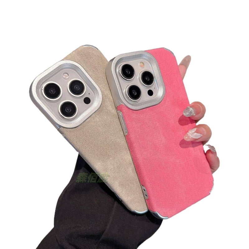 Acrylic Protective Case for iPhone 14 / 14 Plus / 14 Pro / 14 Pro Max with Shockproof and Drop Protection plus Shockproof plus Full Coverage plus Denim Texture in Red - Image 5