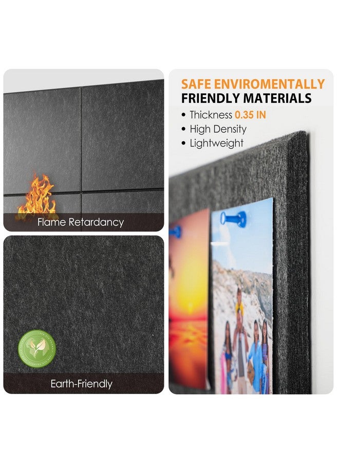 MaxGear Large Cork Board For Wall 36" X 24", Dark Gray Bulletin Board, 6 Pack Felt Wall Tiles With Pushpins, Cork Boards For Office Pin Board Tack Board Cork Boards - Image 2