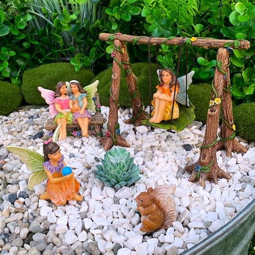 Mood Lab Fairy Garden - Accessories Kit with Miniature Figurines - Swing Set of 6 pcs - for Outdoor or House Decor - Image 2