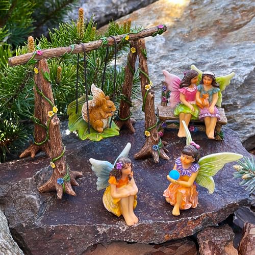 Mood Lab Fairy Garden - Accessories Kit with Miniature Figurines - Swing Set of 6 pcs - for Outdoor or House Decor - Image 5