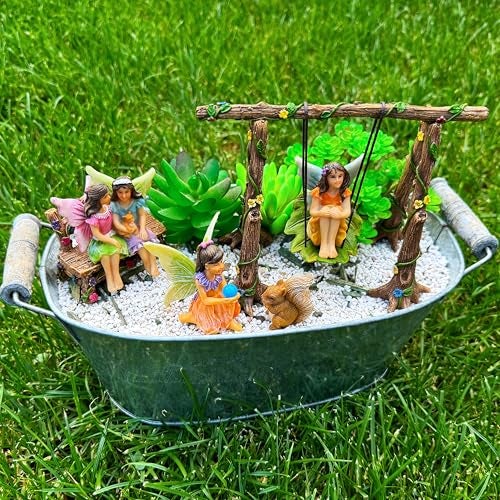 Mood Lab Fairy Garden - Accessories Kit with Miniature Figurines - Swing Set of 6 pcs - for Outdoor or House Decor - Image 4