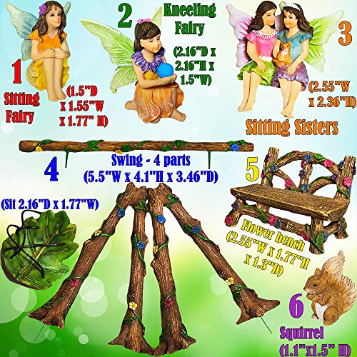 Mood Lab Fairy Garden - Accessories Kit with Miniature Figurines - Swing Set of 6 pcs - for Outdoor or House Decor - Image 3