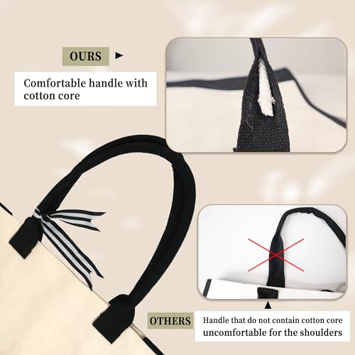 BeeGreen Embroidery Initial Canvas Tote Bag Monogram Personalized Gifts Bags for Birthday Beach Wedding Work Large Unique Baskets for Women, Teacher, Mom, Friend, Bride, Bridesmaids Sister Nurse M - Image 4