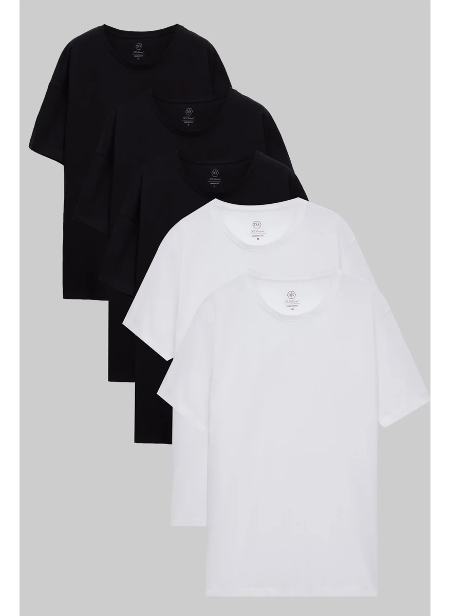 دي أس دامات D'S Groom Black/White 5-Piece Oversize 100% Cotton T-Shirt 6HC14ORTBN006