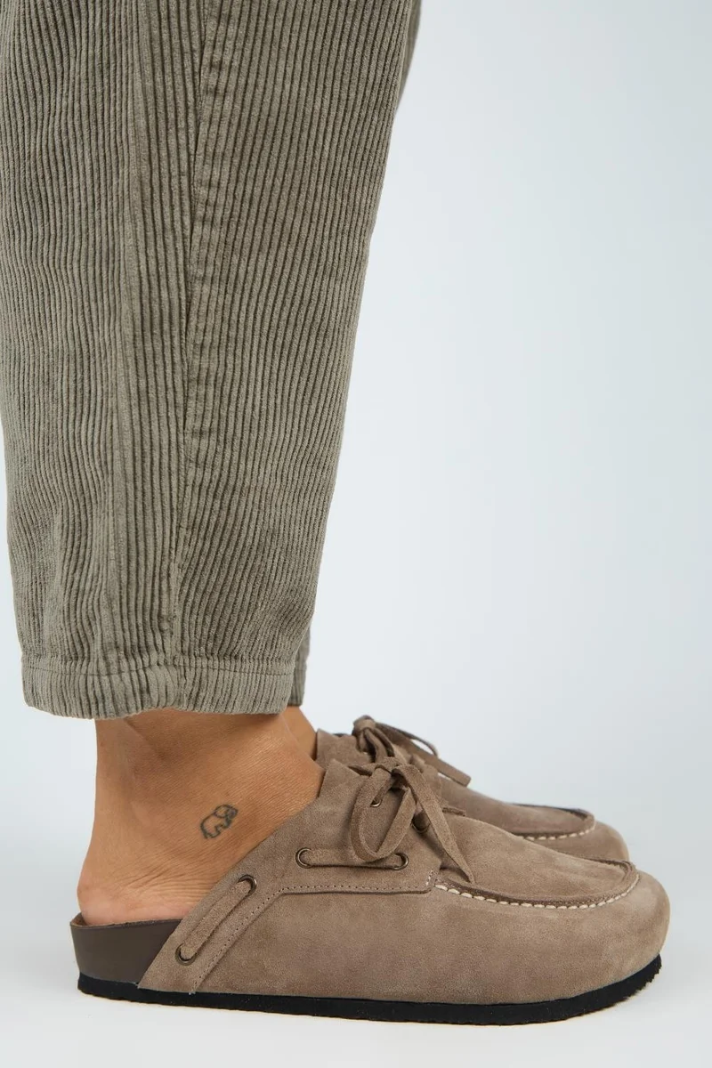 Manijero Manijero Karis Women's Genuine Leather Lace-up Clogs in Mink Color
