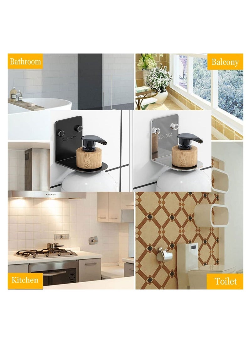 Wall Mounted Soap Dispenser Holder, (1.06in) No-Drill Hanging Jar Hanger Pump Hand Stand Soap Bottle Dispenser Lotion Container Holder Pump Soap Dispenser Wall Hanging Bottle Rack for Kitchen Bathroom - Image 3