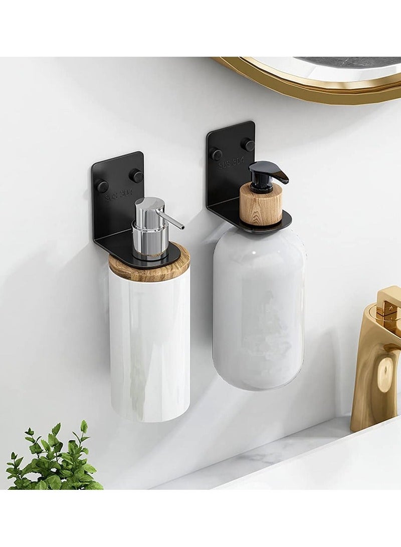 Wall Mounted Soap Dispenser Holder, (1.06in) No-Drill Hanging Jar Hanger Pump Hand Stand Soap Bottle Dispenser Lotion Container Holder Pump Soap Dispenser Wall Hanging Bottle Rack for Kitchen Bathroom - Image 2