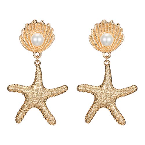 Doubnine Boho Starfish Shell Earrings Star Dangle Women Beach Ocean Summer Jewelry - Image 1