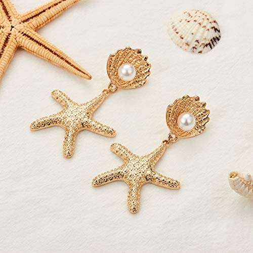Doubnine Boho Starfish Shell Earrings Star Dangle Women Beach Ocean Summer Jewelry - Image 5