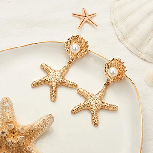 Doubnine Boho Starfish Shell Earrings Star Dangle Women Beach Ocean Summer Jewelry - Image 4