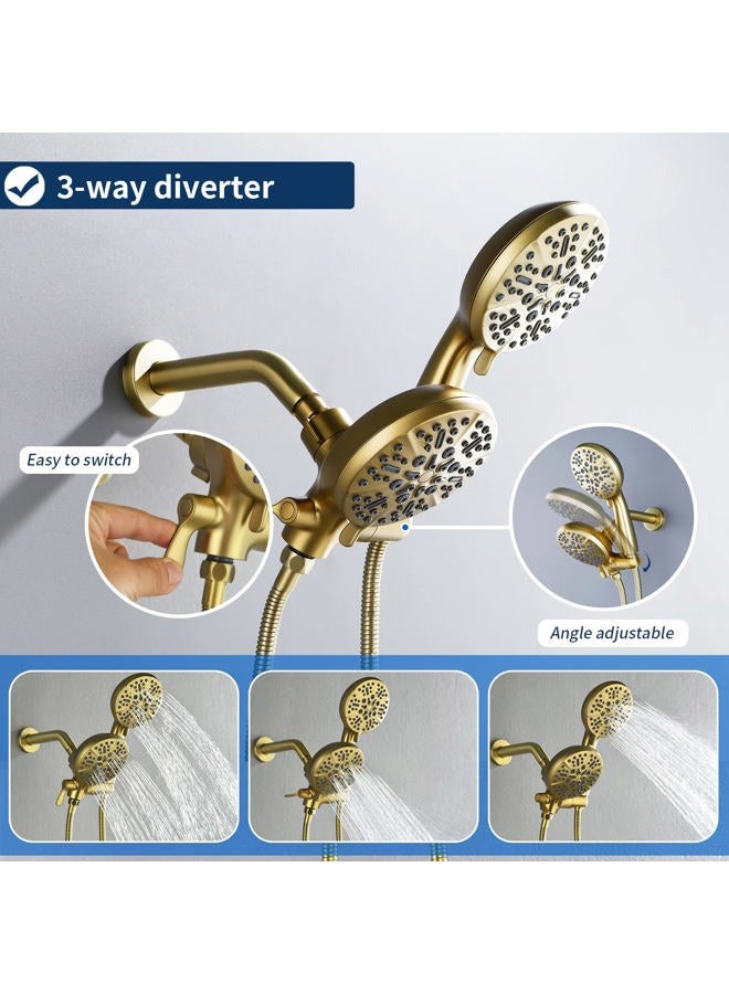 DIFEINI 3 Handle Shower Faucet Set with Tub Spout Bathtub Shower Faucet Combo Set Shower System Complete Tub and Shower Trim Kit Shower Fixture Brushed Gold - Image 5