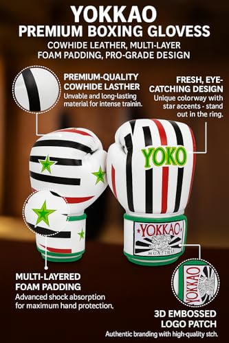 YOKKAO Muay Thai Redgammon Boxing Gloves White 14oz - Image 3