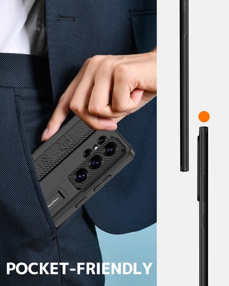 NINKI Carbon Fiber Strap for Samsung Galaxy S26 Ultra Case with Wristband u0026 Kickstand, Shockproof Hard Thin Protective Cover with Stand for Galaxy S26 Ultra Cover Grip for Samsung S26 Ultra Case Mens - Image 5