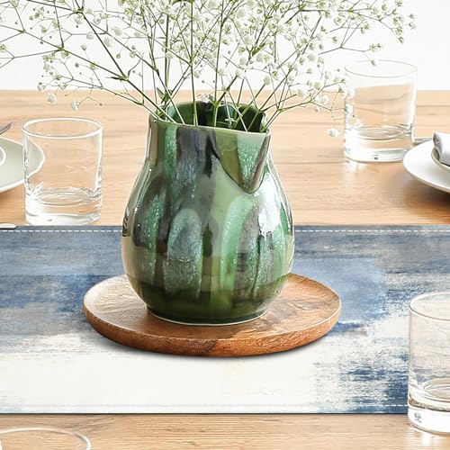 AILUER White Gray Table Runners Modern Art Farmhouse Linen Table Runners Dresser Scarves Retro Rustic Style for Party Kitchen Dining Table Coffee Holiday Party Decor (White Gray, 13"x 71") - Image 4