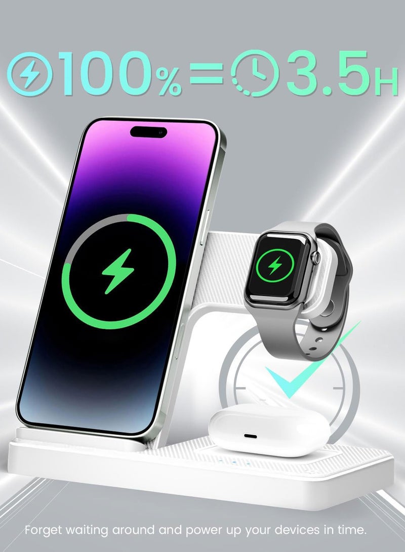 MORTICO Wireless Charger iPhone Charging Station: 3 in 1 Charger Stand Multiple Devices for Apple - iPhone 16e 16 15 14 Pro Max 13 12 11 - Watch 10 9 8 7 6 5 4 3 2 SE and Ultra Series - Airpods 4 3 2 Pro - Image 3