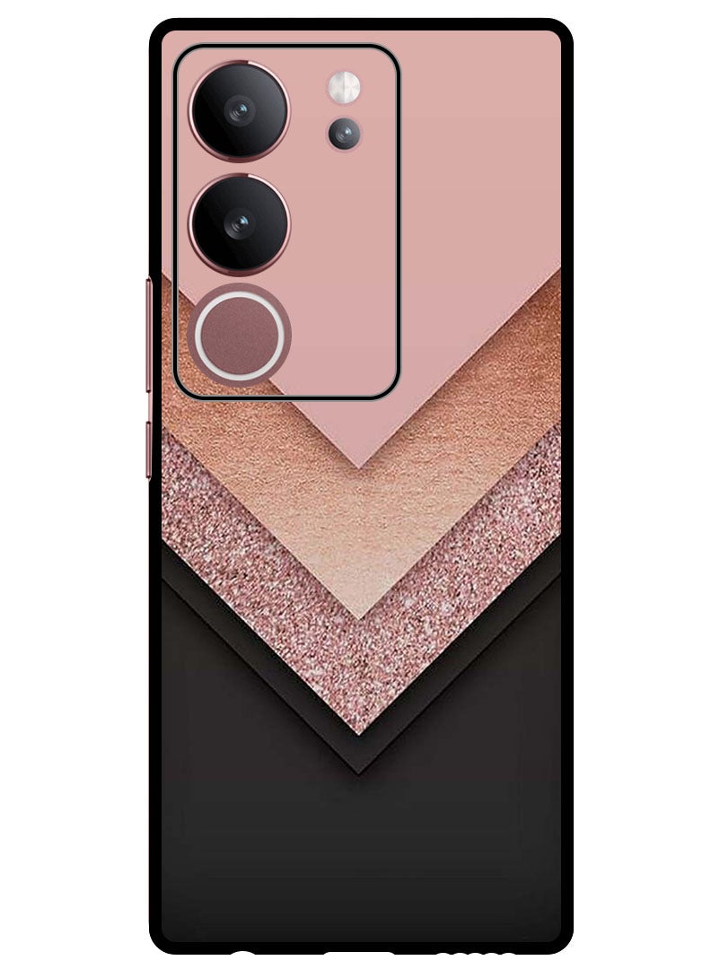 Theodor Protective Case Anti Scratch Shock Proof Bumper Cover For Vivo V29 - V29 Pro Black Golden & Pink - Image 1