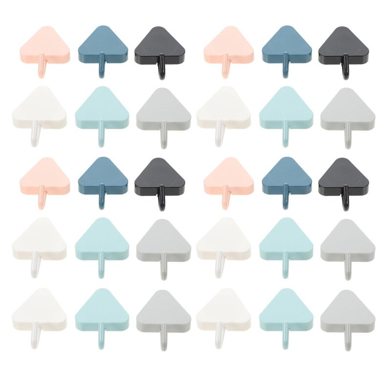 30 Pcs Heavy Duty Plastic Adhesive Wall Hooks Stick On For Bathroom Towel Coat Storage No Drilling Multi Color Pack - Image 2