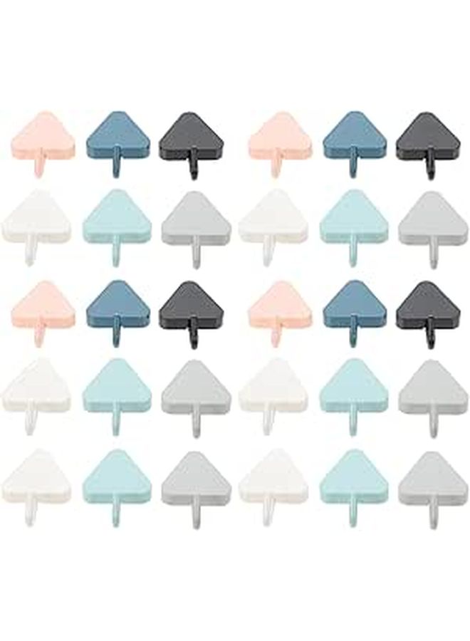 30 Pcs Heavy Duty Plastic Adhesive Wall Hooks Stick On For Bathroom Towel Coat Storage No Drilling Multi Color Pack - Image 1