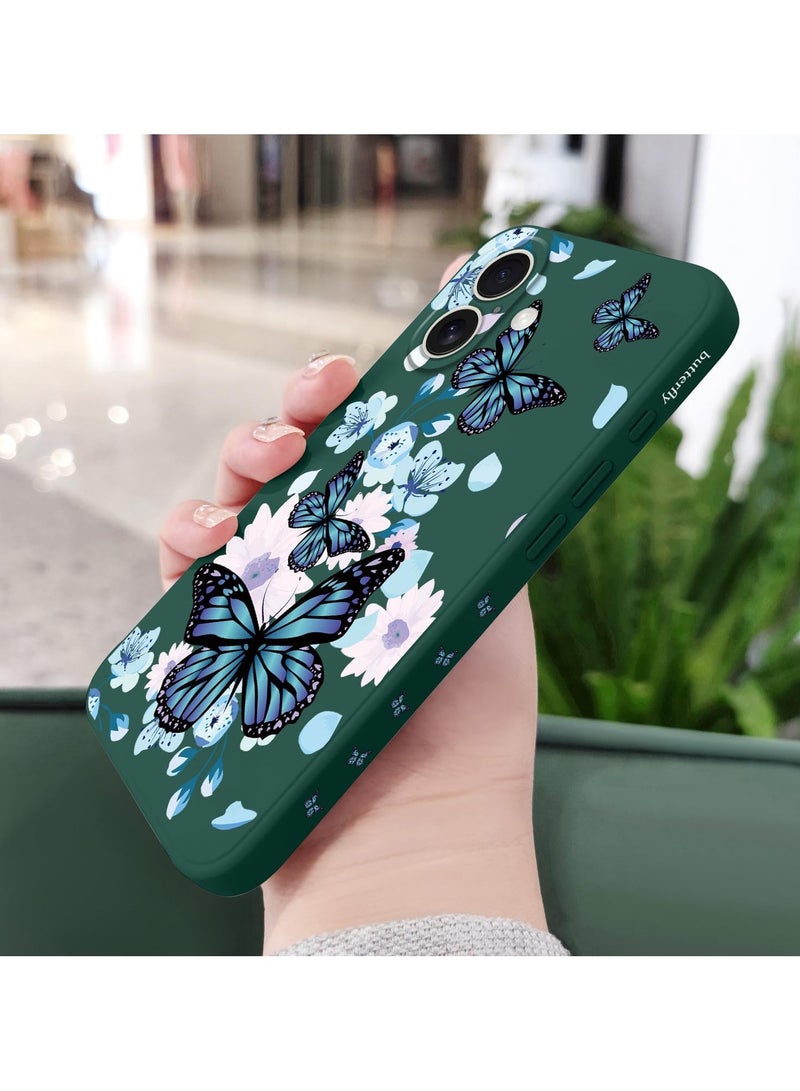 for iPhone 16 Plus Case Anti Scratch Microfiber Lining Phone Cover Silicone Ultra Slim Case for iPhone 16 Plus 6.7 inch-Aurora Butterfly Green - Image 4