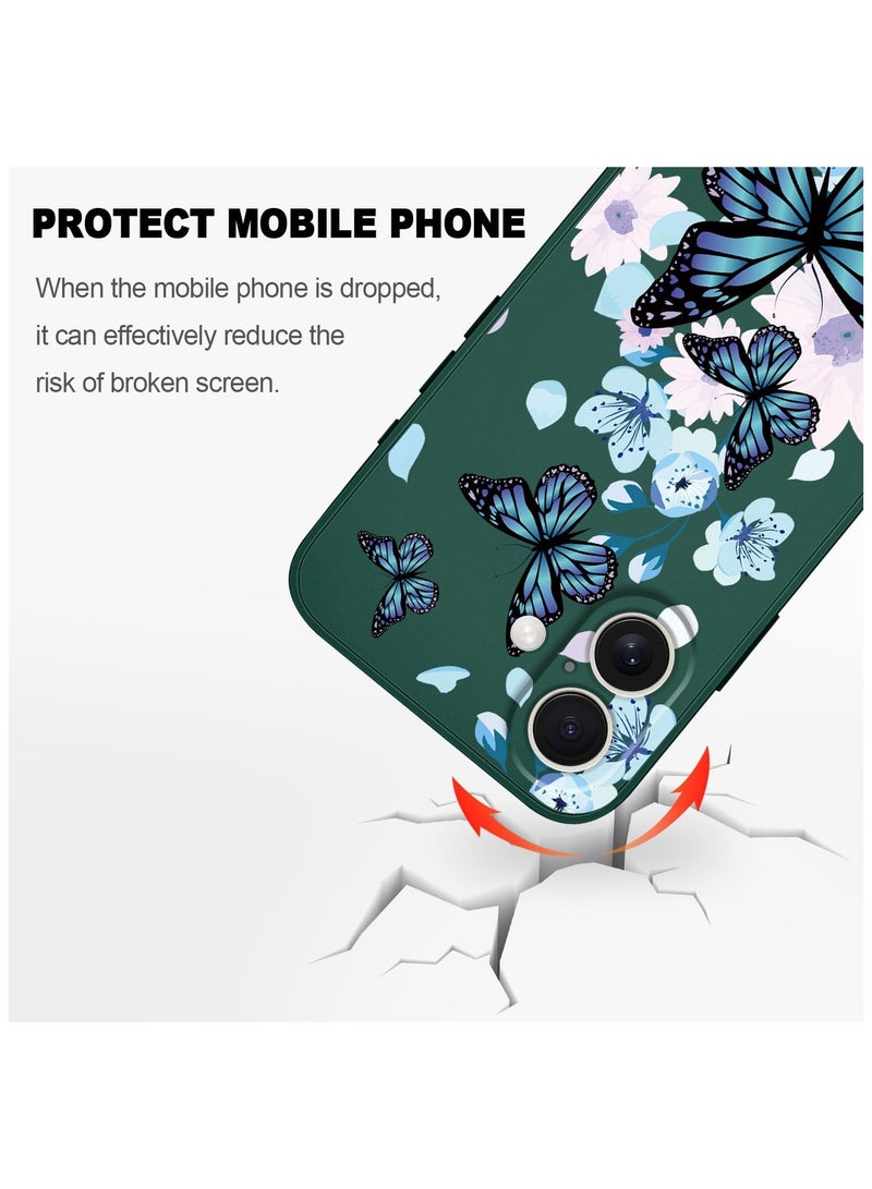 for iPhone 16 Plus Case Anti Scratch Microfiber Lining Phone Cover Silicone Ultra Slim Case for iPhone 16 Plus 6.7 inch-Aurora Butterfly Green - Image 5