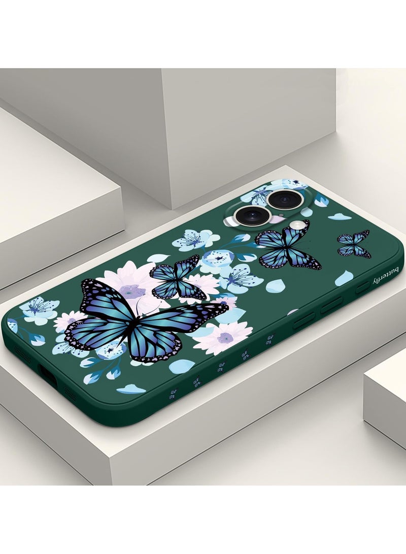 for iPhone 16 Plus Case Anti Scratch Microfiber Lining Phone Cover Silicone Ultra Slim Case for iPhone 16 Plus 6.7 inch-Aurora Butterfly Green - Image 2