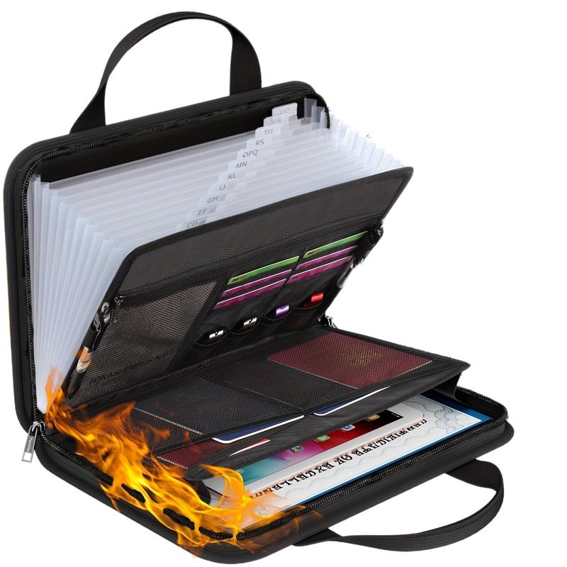 Waterproof Fireproof Expanding File Organizer A4 Multi-layer Folder with Handle - Image 1
