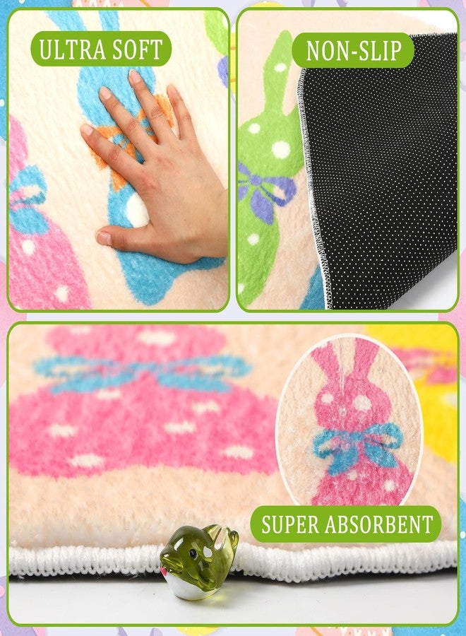 FEBSNOW Easter Bunny Bathroom Rug, Non-Slip Water Absorbent Bath Mats Decorations for Bathroom, Bunny Easter Spring Tufted Bath Rug for Bath Room Shower Tub Kitchen Area Rug（26.8 x 17.7 inch - Image 3