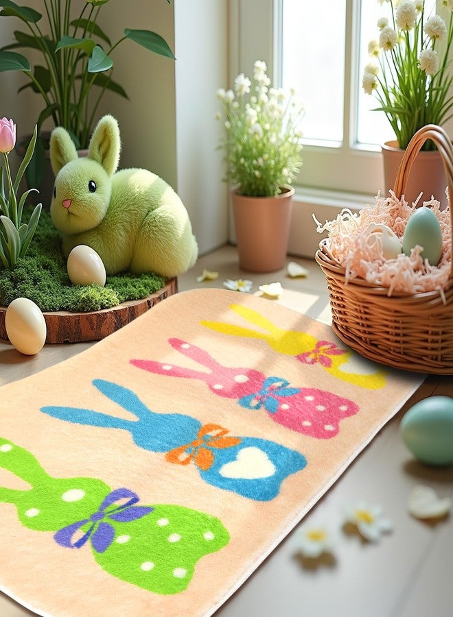 FEBSNOW Easter Bunny Bathroom Rug, Non-Slip Water Absorbent Bath Mats Decorations for Bathroom, Bunny Easter Spring Tufted Bath Rug for Bath Room Shower Tub Kitchen Area Rug（26.8 x 17.7 inch - Image 4