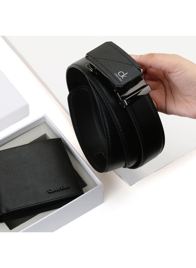 كالفن كلاين جينز مجموعة هدايا محفظة وحزام من الجلد الطبيعي باللون الأسود من كالفن كلاين CK - Image 3