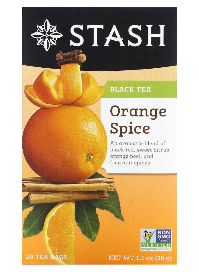 Stash Tea Black Tea Orange Spice 20 Tea Bags 1.3 oz (38 g)